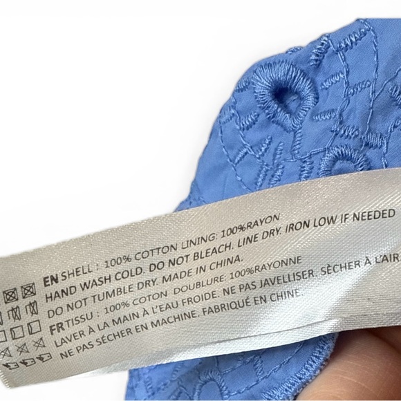 En Saison Sky Blue bow back babydoll Puff Sleeve 100% Cotton dress Sz Medium - Picture 10 of 11